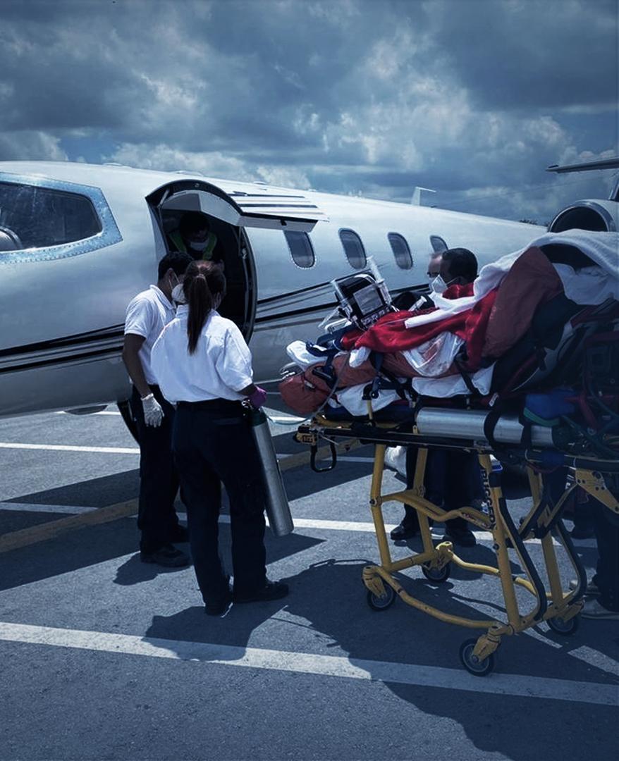 Medical jet standing by on the ramp